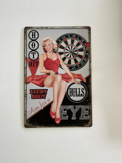 PLAQUE MÉTAL LUCKY SHOT 30X20 CM - PLAQUE DECORATIVE - MUZZANO