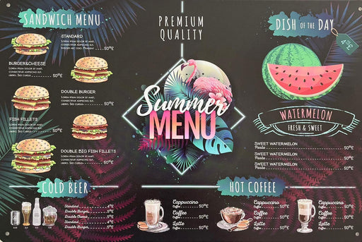 PLAQUE MÉTAL MENU 30X20 CM - PLAQUE DECORATIVE - MUZZANO