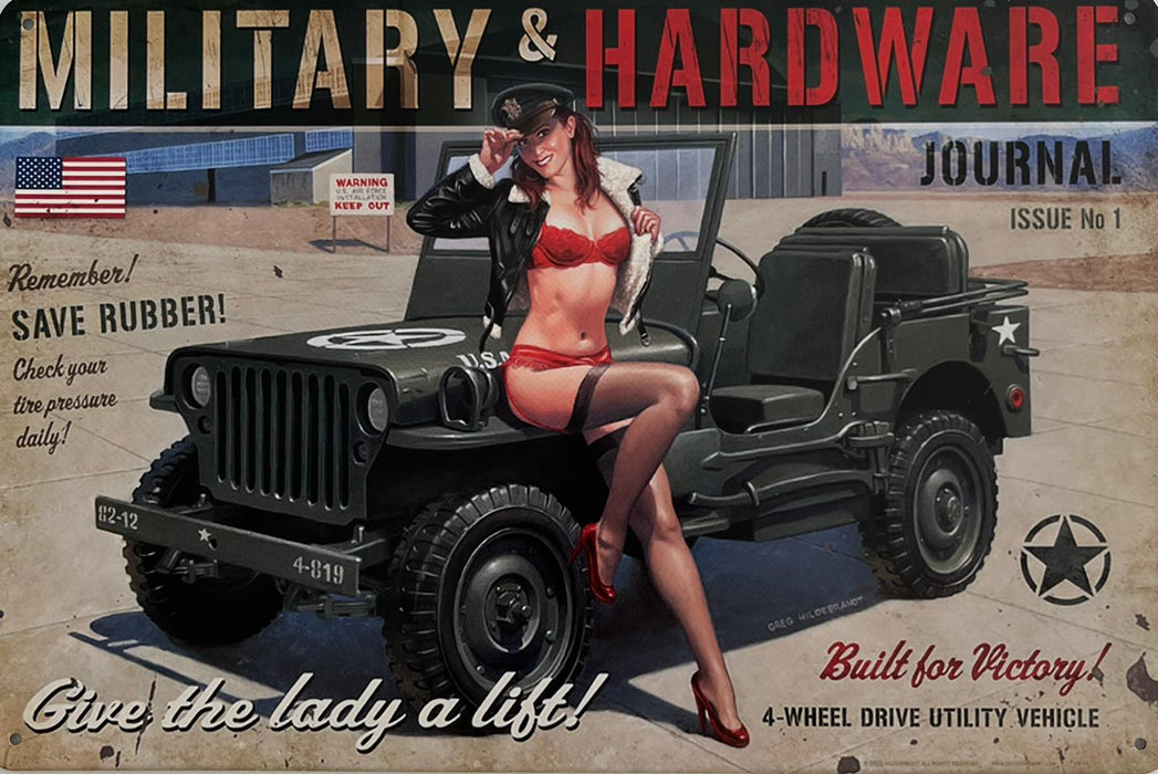 PLAQUE MÉTAL MILITARY & HARDWARE 30X20 CM - PLAQUE DECORATIVE - MUZZANO