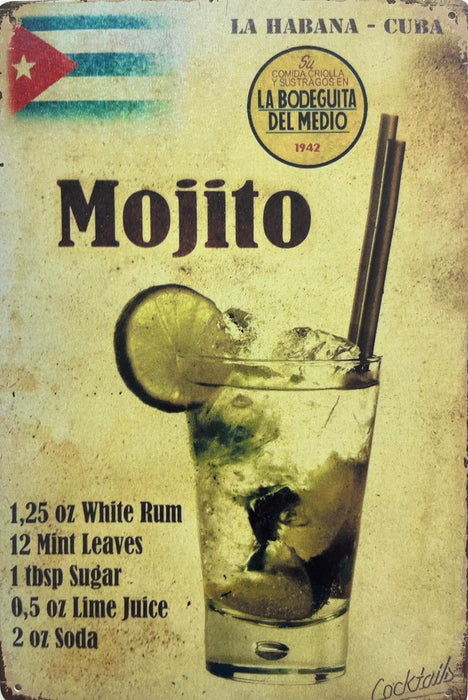 PLAQUE MÉTAL MOJITO 30X20 CM - PLAQUE DECORATIVE - MUZZANO