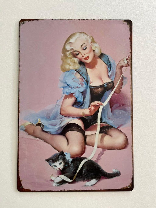 PLAQUE MÉTAL MONRO CHAT 30X20 CM - PLAQUE DECORATIVE - MUZZANO