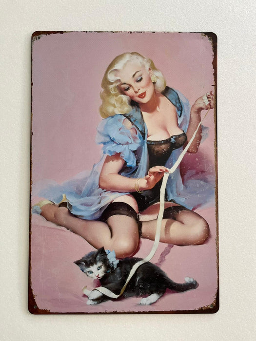 PLAQUE MÉTAL MONRO CHAT 30X20 CM - PLAQUE DECORATIVE - MUZZANO