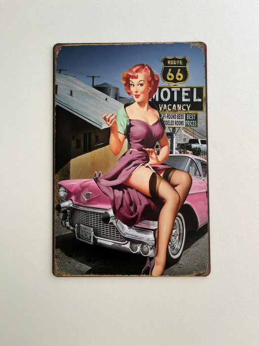 PLAQUE MÉTAL MONROE MOTEL 30X20 CM - PLAQUE DECORATIVE - MUZZANO