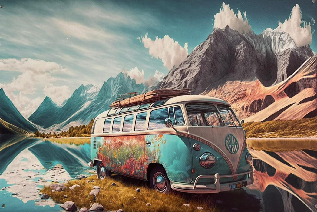 PLAQUE MÉTAL MONTAGNE 30X20 CM - PLAQUE DECORATIVE - MUZZANO