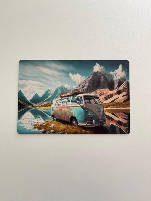 PLAQUE MÉTAL MONTAGNE 30X20 CM - PLAQUE DECORATIVE - MUZZANO