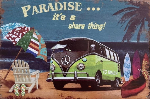 PLAQUE MÉTAL PARADISE 30X20 CM - PLAQUE DECORATIVE - MUZZANO