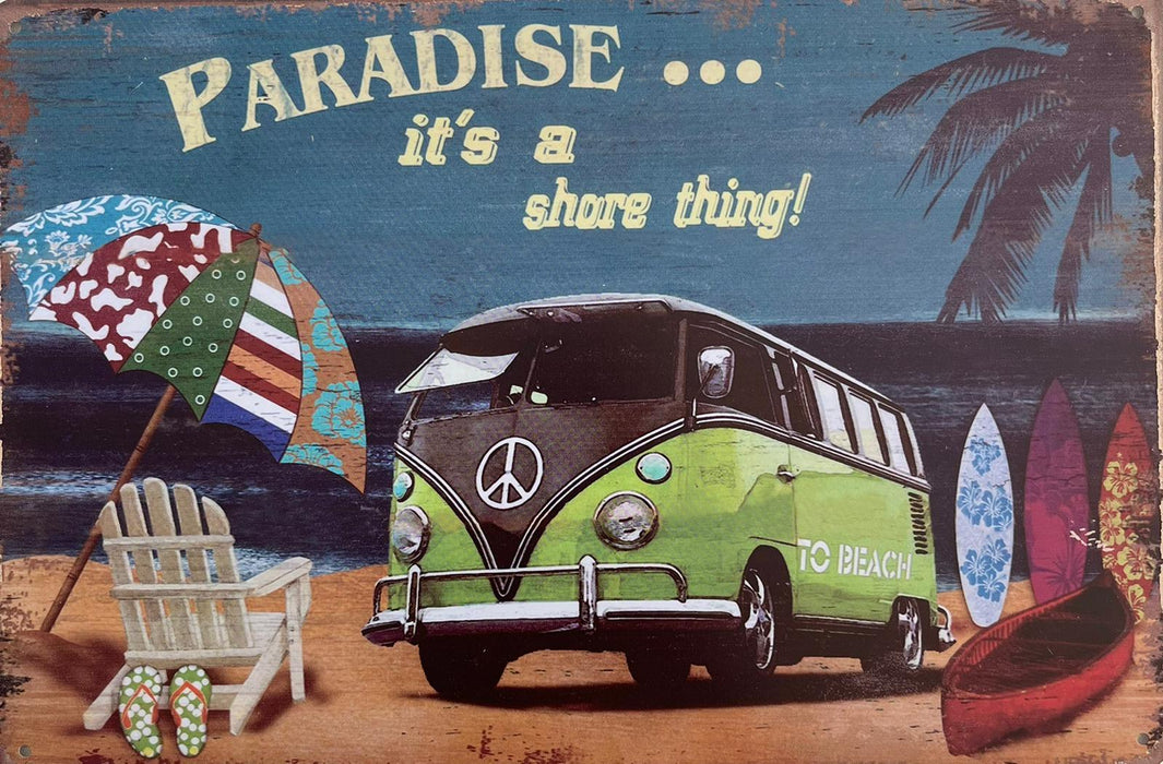 PLAQUE MÉTAL PARADISE WW 30X20 CM - PLAQUE DECORATIVE - MUZZANO