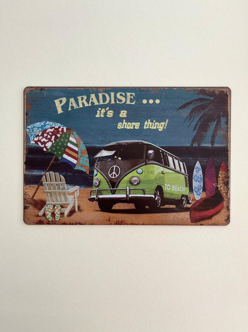 PLAQUE MÉTAL PARADISE WW 30X20 CM - PLAQUE DECORATIVE - MUZZANO