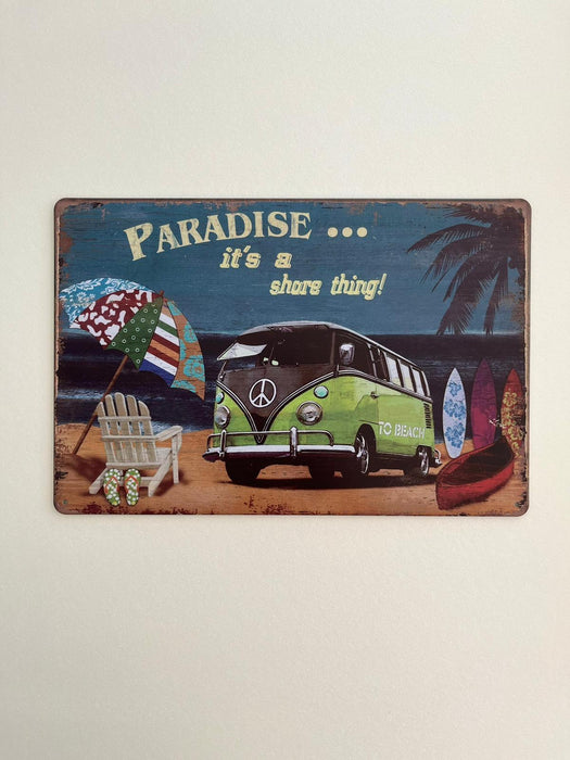 PLAQUE MÉTAL PARADISE WW 30X20 CM - PLAQUE DECORATIVE - MUZZANO