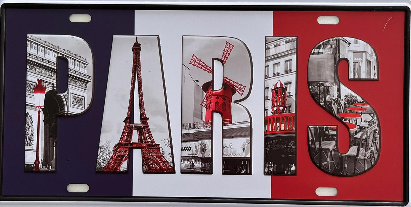 PLAQUE MÉTAL PARIS 15x30 CM - PLAQUE DECORATIVE - MUZZANO