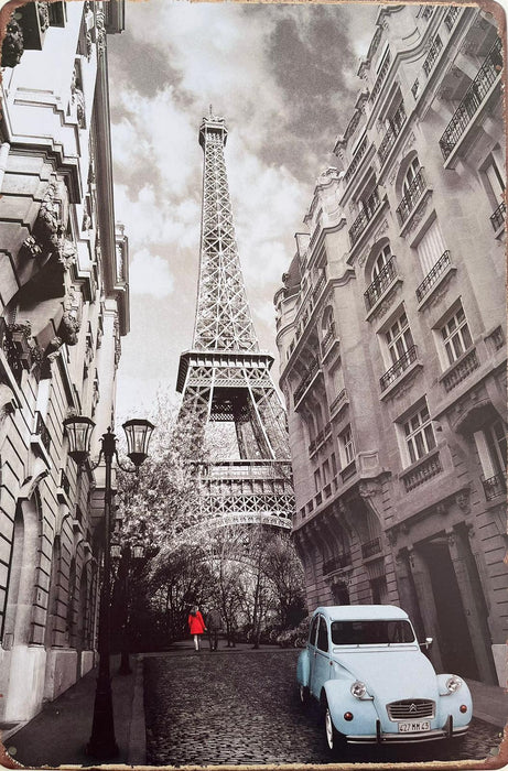 PLAQUE MÉTAL PARIS TOUR EIFFEL 30X20 CM - PLAQUE DECORATIVE - MUZZANO