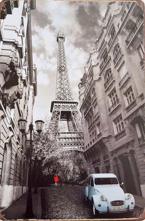 PLAQUE MÉTAL PARIS TOUR EIFFEL 30X20 CM - PLAQUE DECORATIVE - MUZZANO