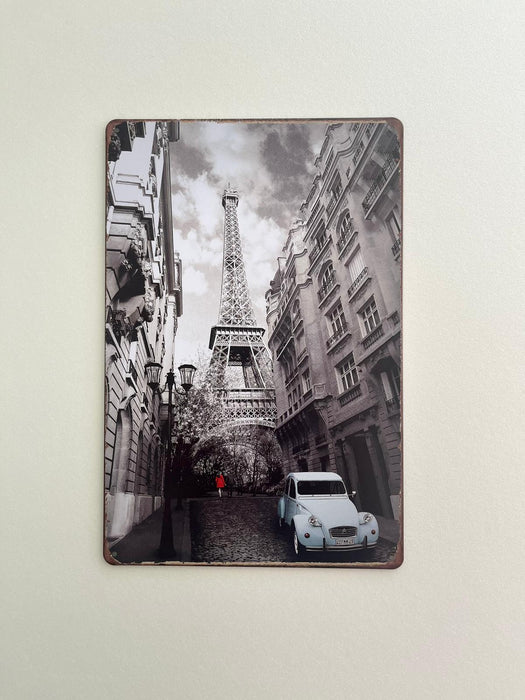 PLAQUE MÉTAL PARIS TOUR EIFFEL 30X20 CM - PLAQUE DECORATIVE - MUZZANO