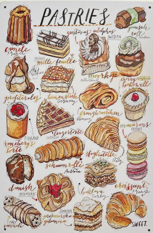PLAQUE MÉTAL PASTRIES 30X20 CM - PLAQUE DECORATIVE - MUZZANO