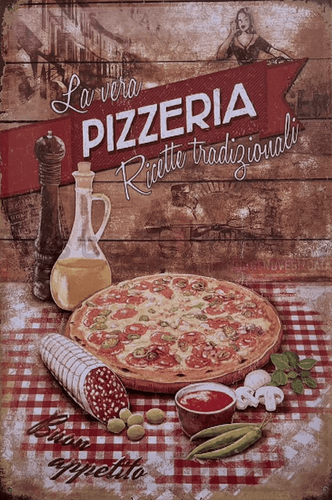 PLAQUE MÉTAL PIZZERIA 30X20 CM - PLAQUE DECORATIVE - MUZZANO