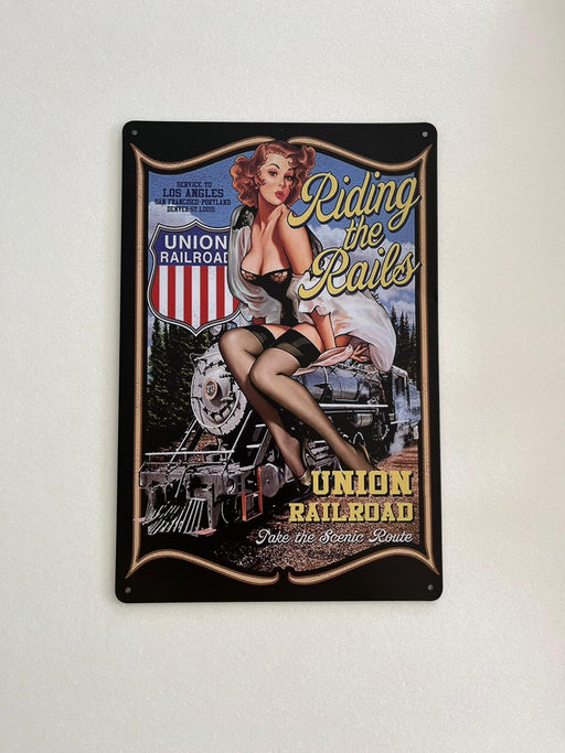 PLAQUE MÉTAL RAILROAD 30X20 CM - PLAQUE DECORATIVE - MUZZANO