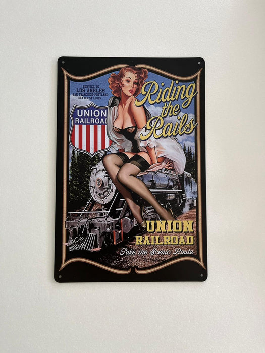 PLAQUE MÉTAL RAILROAD 30X20 CM - PLAQUE DECORATIVE - MUZZANO