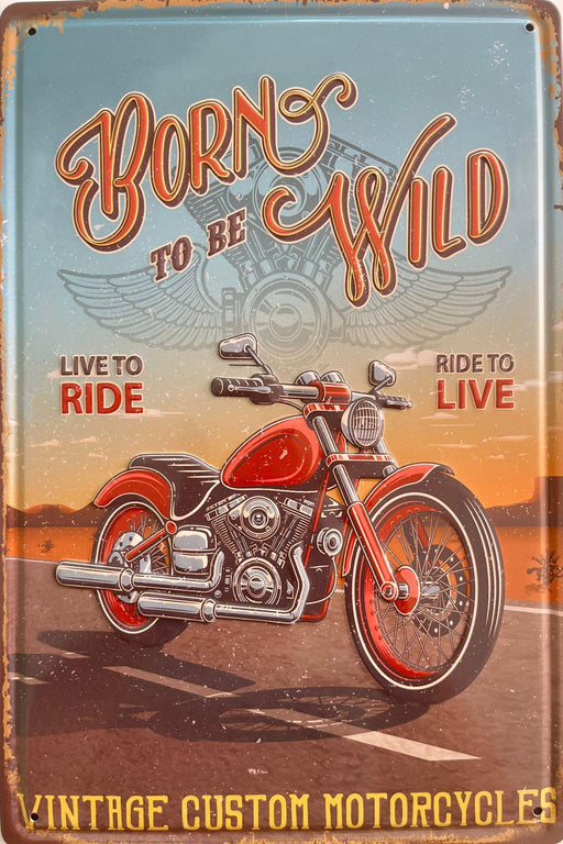 PLAQUE MÉTAL RIDE TO LIVE 30X20 CM - PLAQUE DECORATIVE - MUZZANO