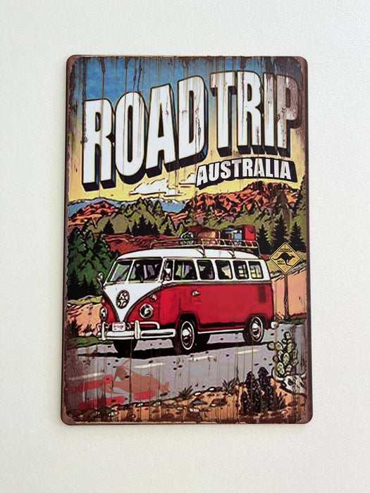 PLAQUE MÉTAL ROAD TRIP 30X20 CM - PLAQUE DECORATIVE - MUZZANO