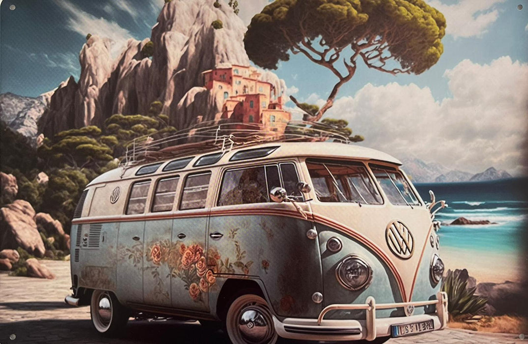 PLAQUE MÉTAL ROSES 30X20 CM - PLAQUE DECORATIVE - MUZZANO