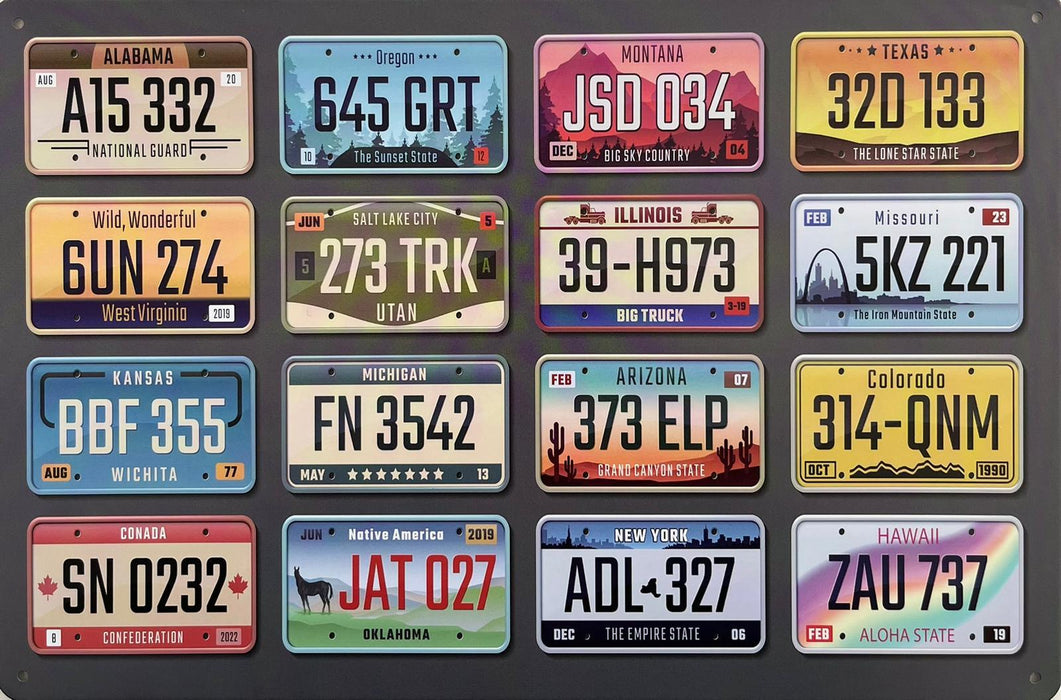 PLAQUE MÉTAL STATES 30X20 CM - PLAQUE DECORATIVE - MUZZANO