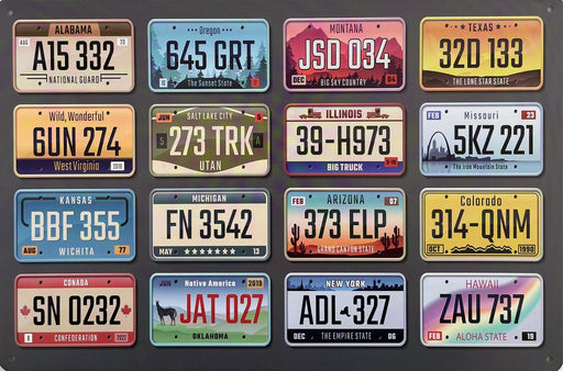 PLAQUE MÉTAL STATES 30X20 CM - PLAQUE DECORATIVE - MUZZANO