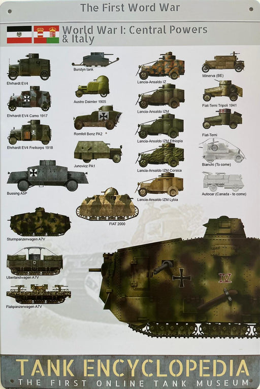 PLAQUE MÉTAL TANK MILITARY 30X20 CM - PLAQUE DECORATIVE - MUZZANO