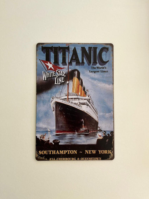 PLAQUE MÉTAL TITANIC WHITE 30X20 CM - PLAQUE DECORATIVE - MUZZANO