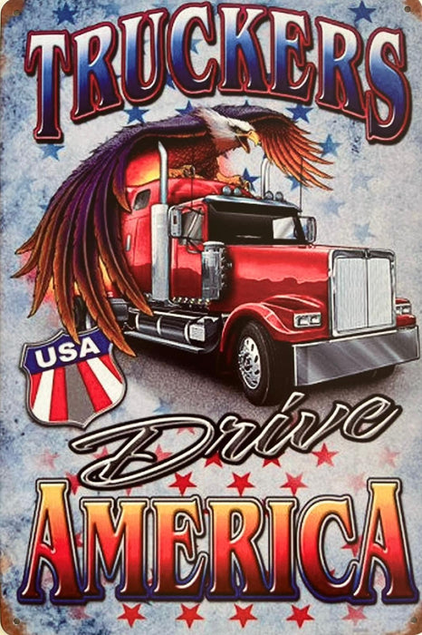 PLAQUE MÉTAL TRUCKERS 30X20 CM - PLAQUE DECORATIVE - MUZZANO