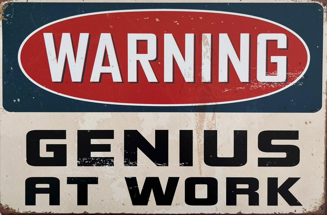 PLAQUE MÉTAL WARNING 30X20 CM - PLAQUE DECORATIVE - MUZZANO