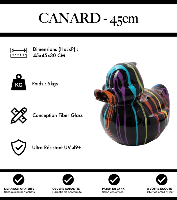 Sculpture Canard Resine 45cm Statue - Black Trash - MUZZANO