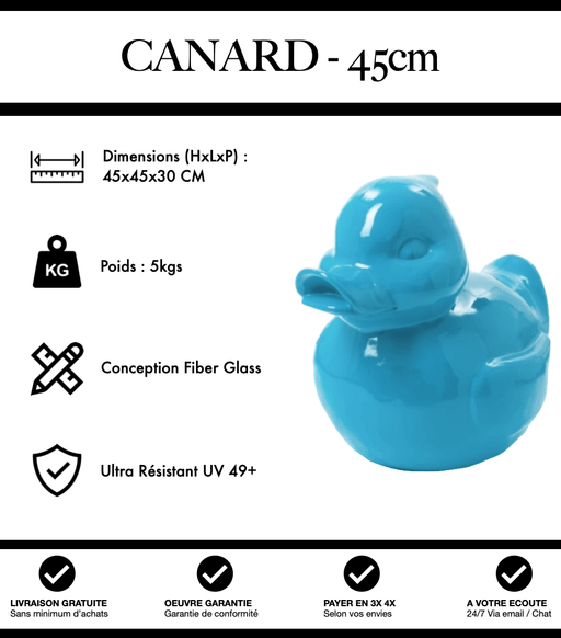 Sculpture Canard Resine 45cm Statue - Bleu Clair - MUZZANO