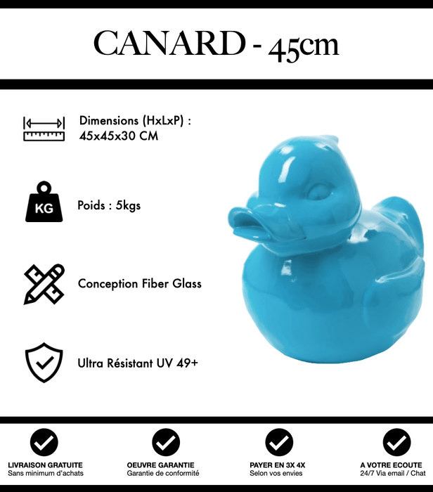 Sculpture Canard Resine 45cm Statue - Bleu Clair - MUZZANO