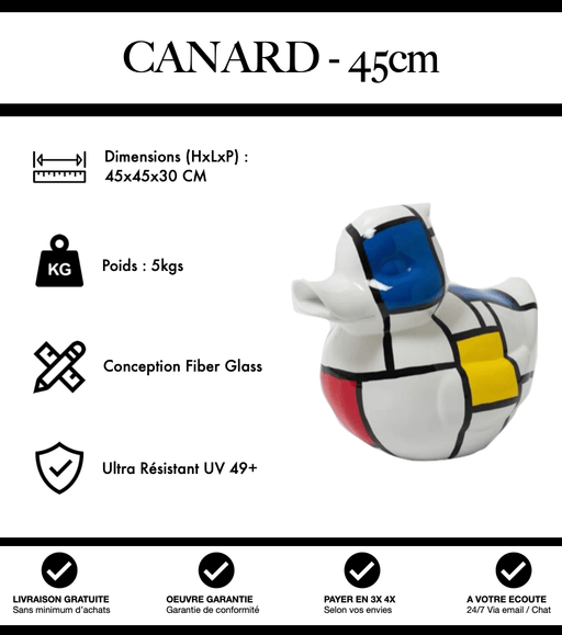 Sculpture Canard Resine 45cm Statue - Mondrian - MUZZANO