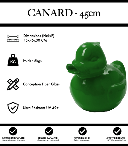 Sculpture Canard Resine 45cm Statue - Vert Foncé - MUZZANO