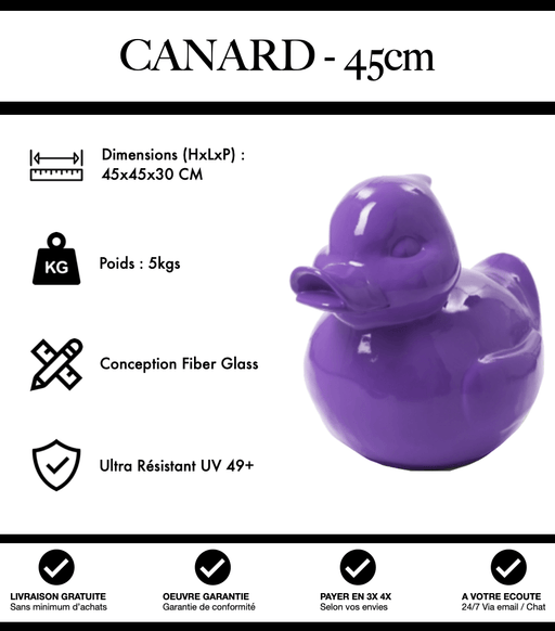 Sculpture Canard Resine 45cm Statue - Violet - MUZZANO