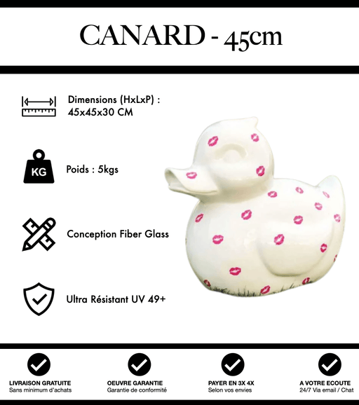 Sculpture Canard Resine 45cm Statue - White Kiss - MUZZANO