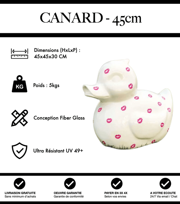 Sculpture Canard Resine 45cm Statue - White Kiss - MUZZANO