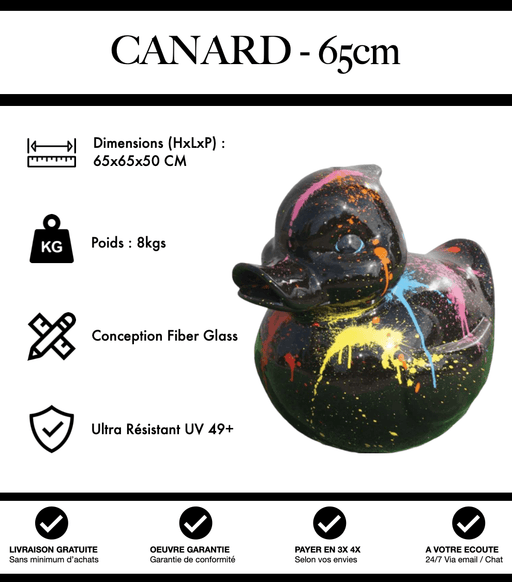 Sculpture Canard Resine 65cm Statue - Black Graffiti - MUZZANO