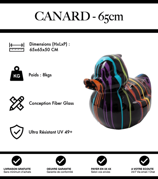 Sculpture Canard Resine 65cm Statue - Black Trash - MUZZANO