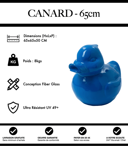 Sculpture Canard Resine 65cm Statue - Bleu Foncé - MUZZANO