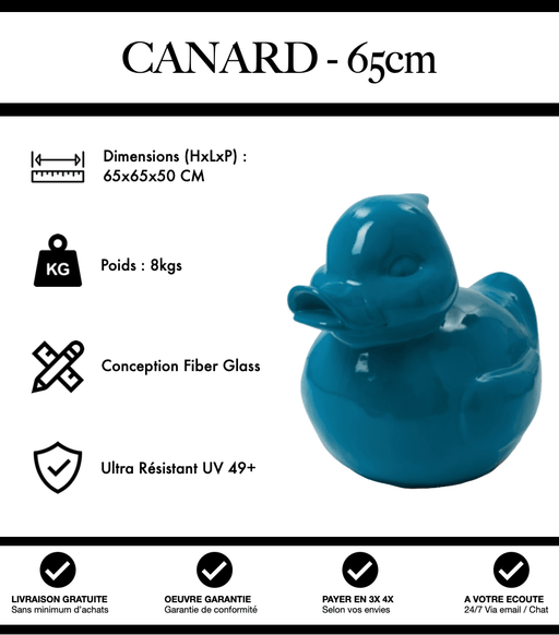 Sculpture Canard Resine 65cm Statue - Bleu Vert - MUZZANO