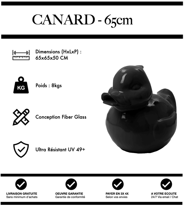 Sculpture Canard Resine 65cm Statue - Noir - MUZZANO