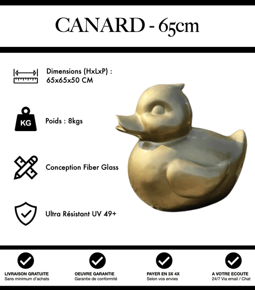 Sculpture Canard Resine 65cm Statue - Or - MUZZANO