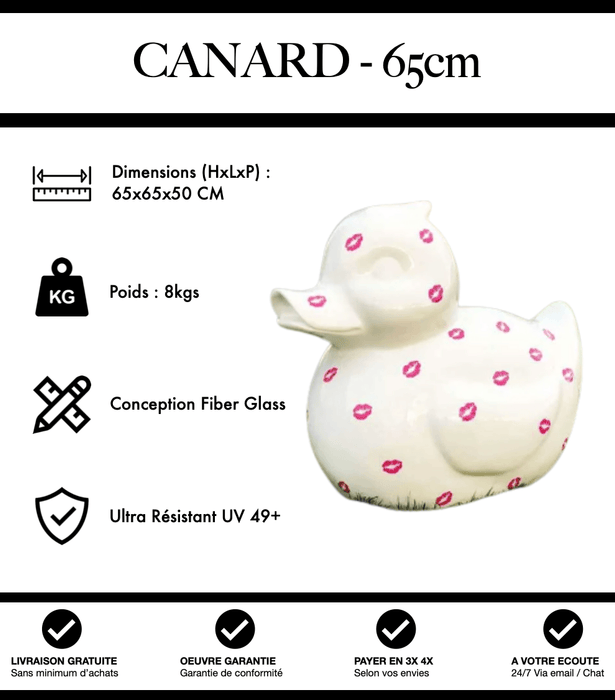 Sculpture Canard Resine 65cm Statue - White Kiss - MUZZANO