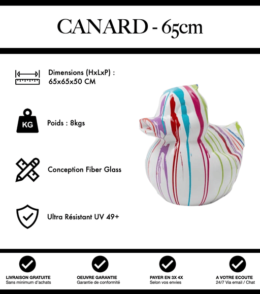 Sculpture Canard Resine 65cm Statue - White Trash - MUZZANO