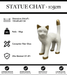 Sculpture Chat Resine 105cm Statue - Blanc et Or - MUZZANO