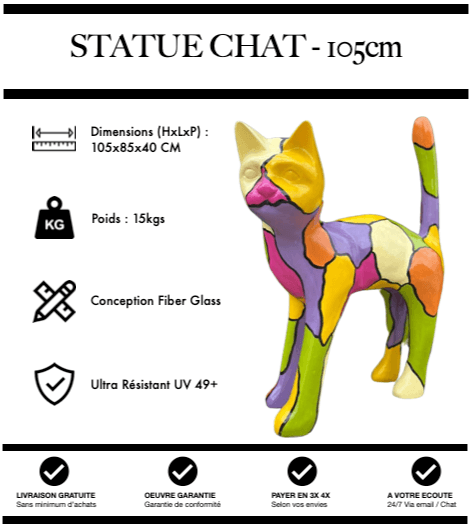 Sculpture Chat Resine 105cm Statue - Bubble - MUZZANO