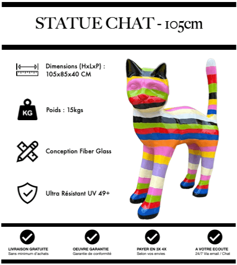 Sculpture Chat Resine 105cm Statue - Multi - MUZZANO