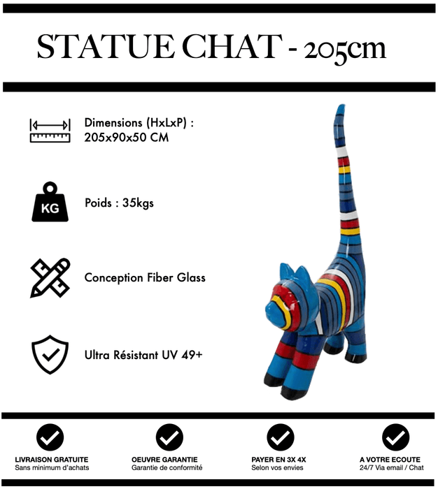 Sculpture Chat Resine 205cm Statue - HIVER - MUZZANO